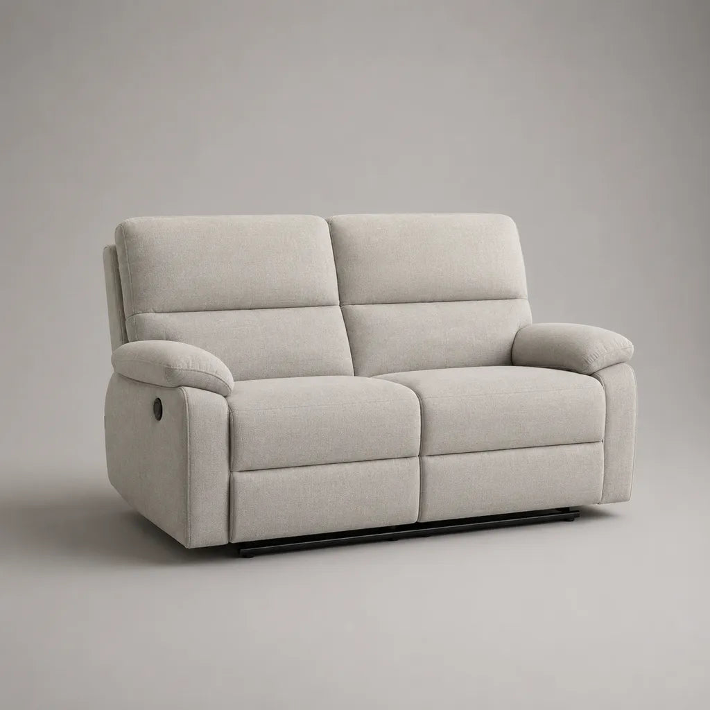 Divano elettrico destro 2 sedili in tessuto beige chiaro, 150 × 96 × 102 cm