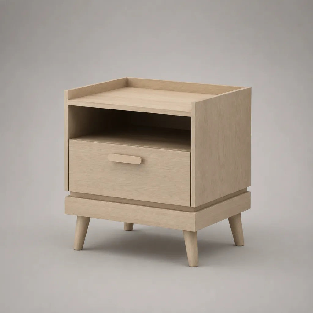 Comodino in melamina leggera MDF con cassetto e nicchia, 45 × 40 × 60 cm