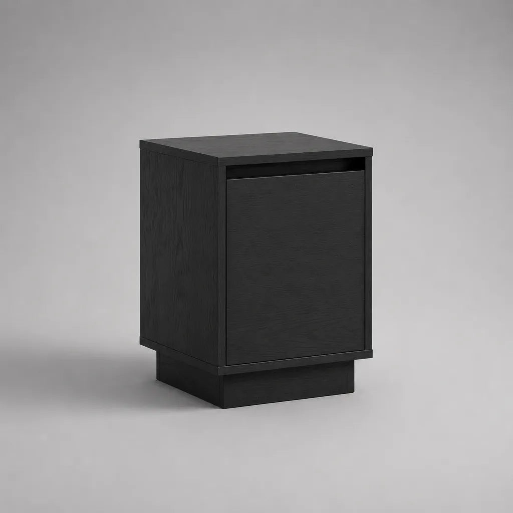 Comodino in legno nero con porta, 40 × 35 × 55 cm