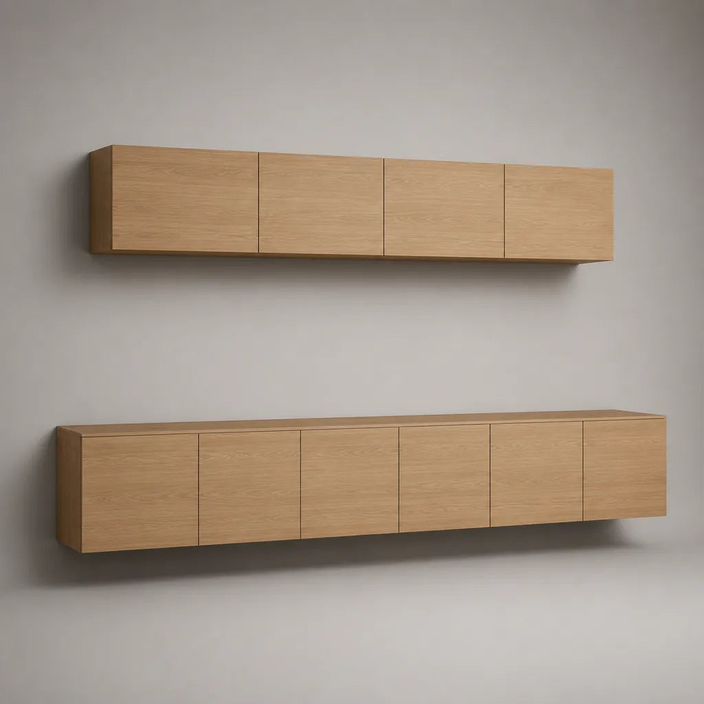 Set di mobili appesi in legno, TV 240 × 40 × 40 cm mobili e armadio da parete 180 × 35 × 40 cm, rovere leggero
